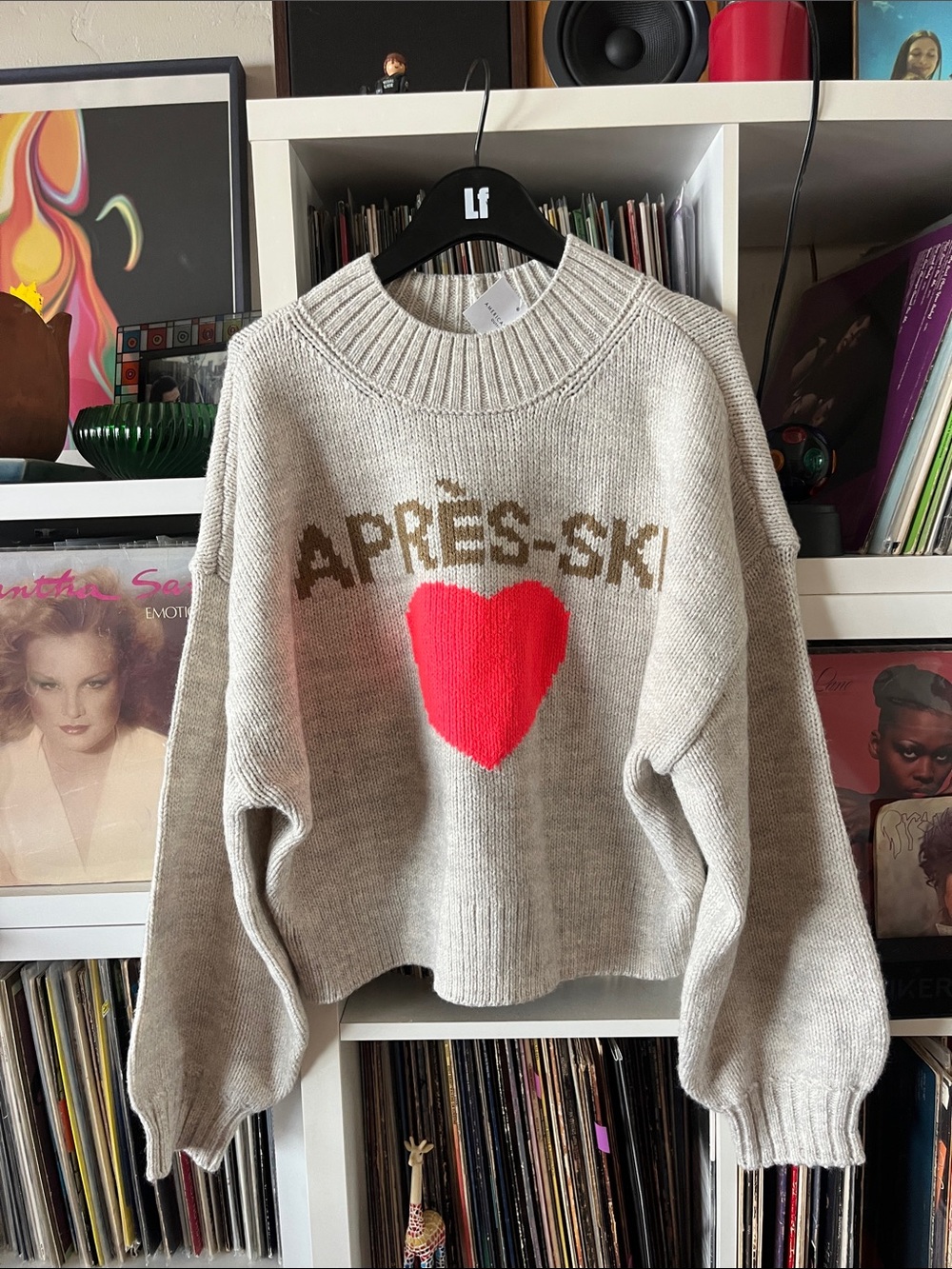 AE Oatmeal Heather Apres Ski Snow Stopper Pullover Wool Blend Sweater size L